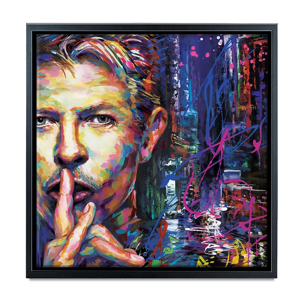 Colourful Bowie Square Canvas Print Colourful Bowie Square Canvas Print wall art product Leon Devenice