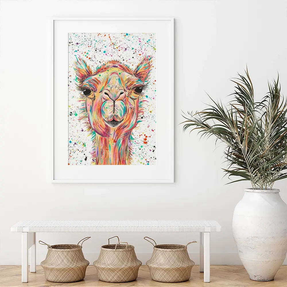 Colourful Camel Framed Art Print Colourful Camel Framed Art Print wall art product Emma LC Art