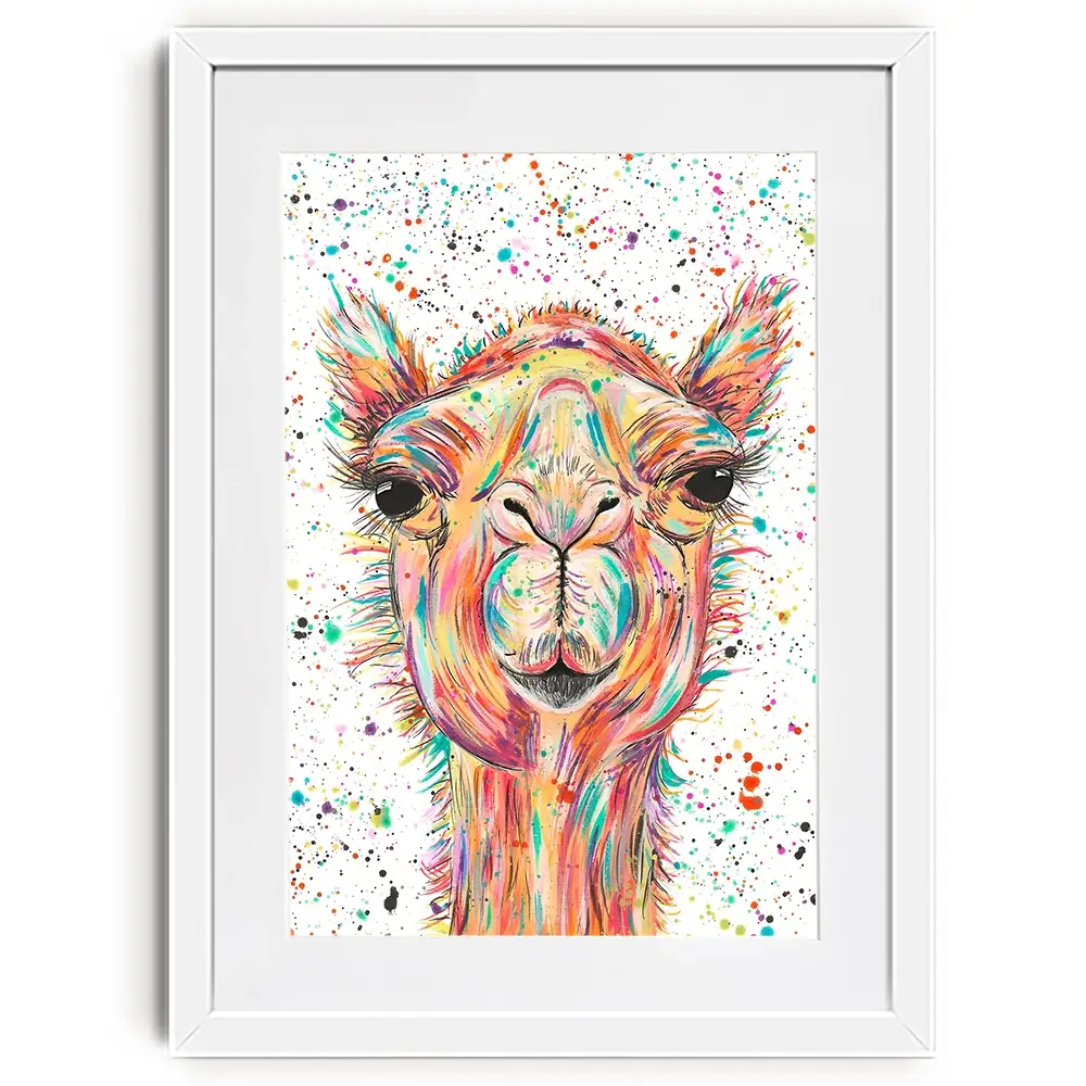 Colourful Camel Framed Art Print Colourful Camel Framed Art Print wall art product Emma LC Art