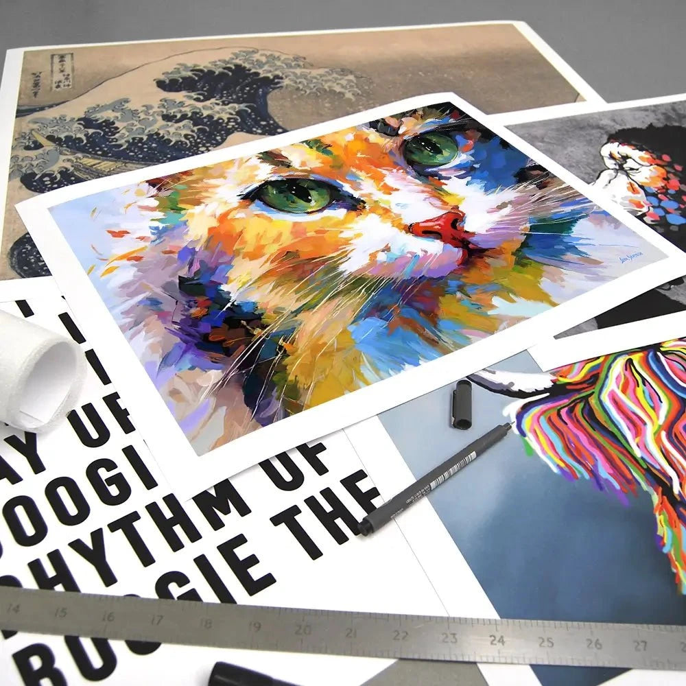 Colourful Cats Gaze Art Print Colourful Cats Gaze Art Print wall art product Leon Devenice