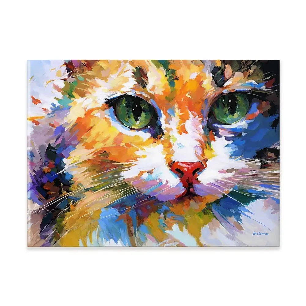 Colourful Cats Gaze Canvas Print Colourful Cats Gaze Canvas Print wall art product Leon Devenice