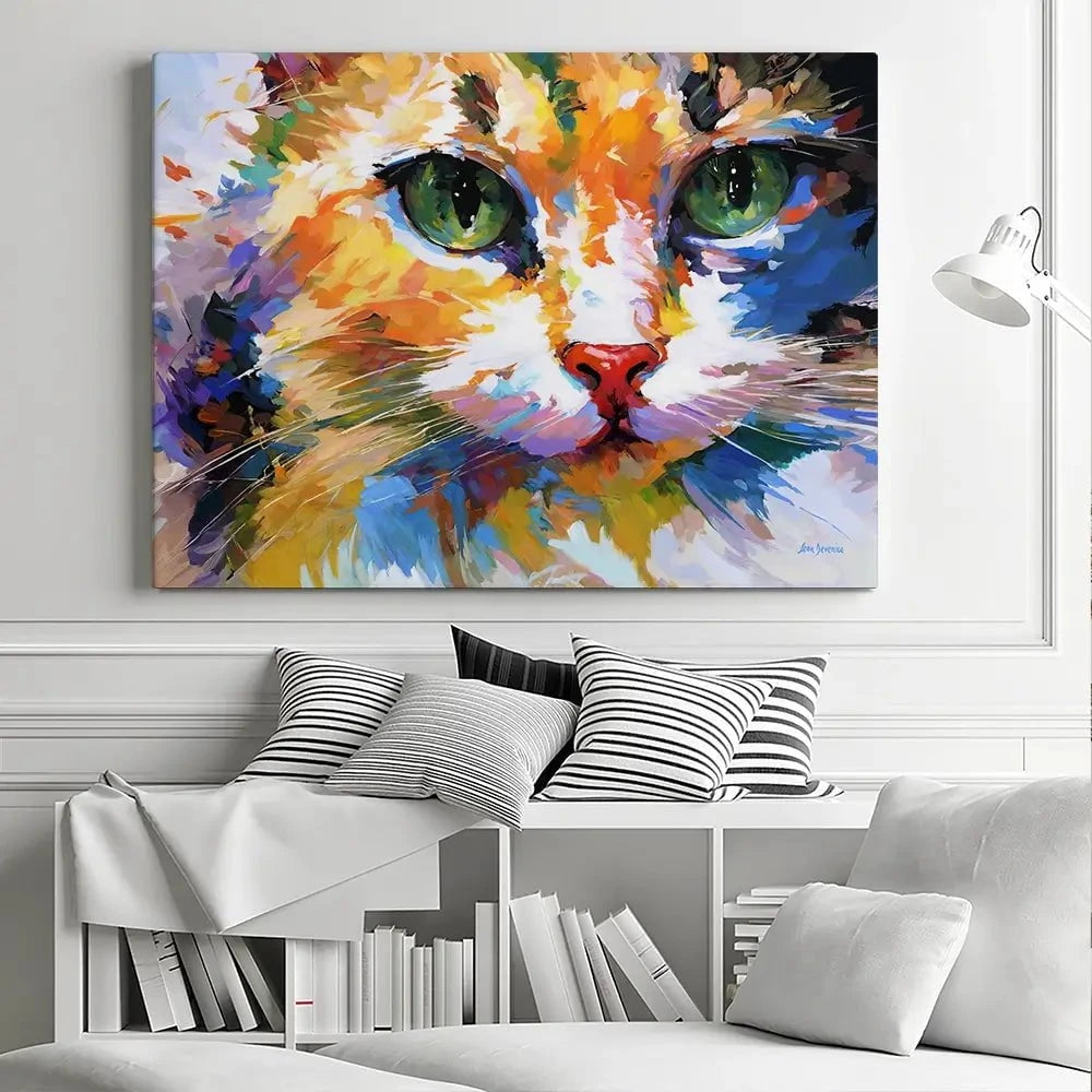 Colourful Cats Gaze Canvas Print Colourful Cats Gaze Canvas Print wall art product Leon Devenice