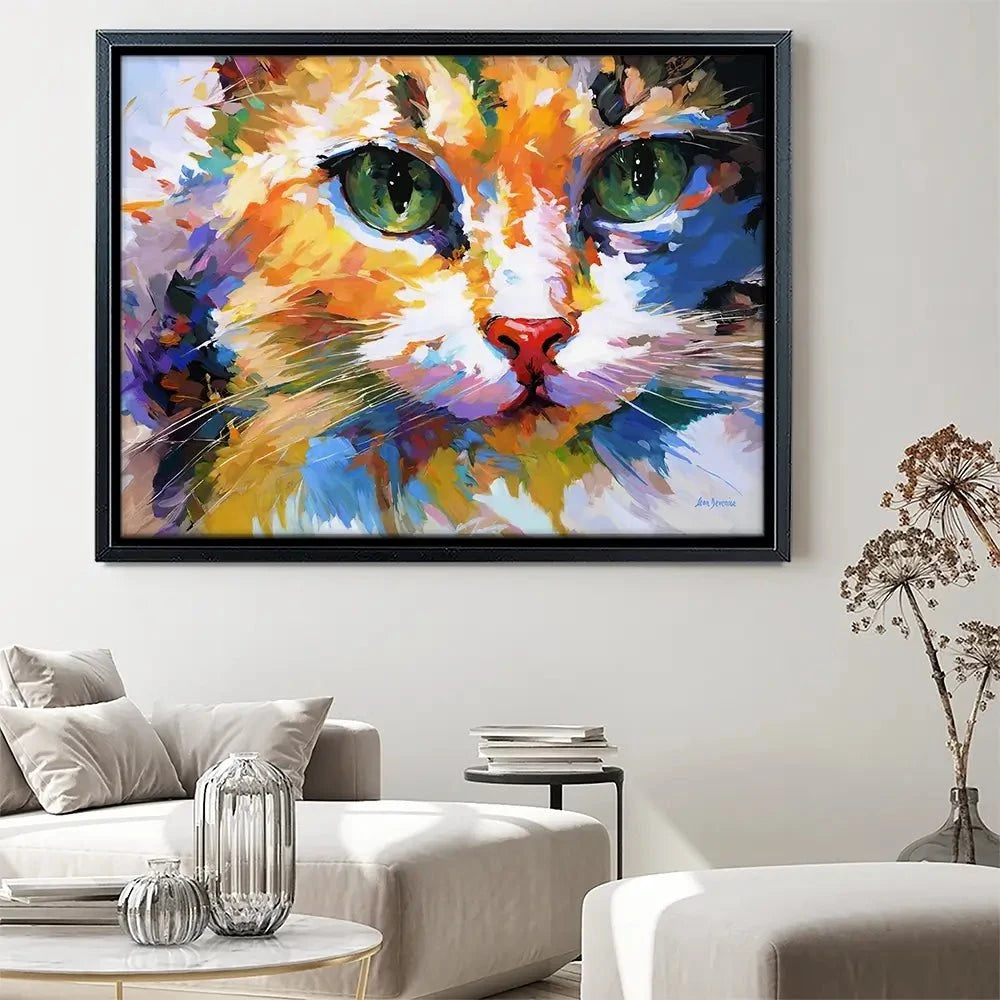 Colourful Cats Gaze Canvas Print Colourful Cats Gaze Canvas Print wall art product Leon Devenice