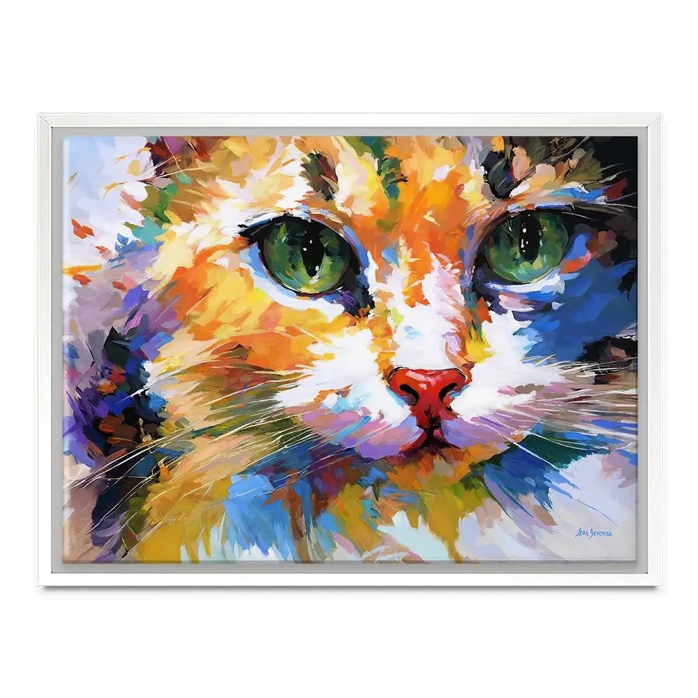 Colourful Cats Gaze Canvas Print Colourful Cats Gaze Canvas Print wall art product Leon Devenice