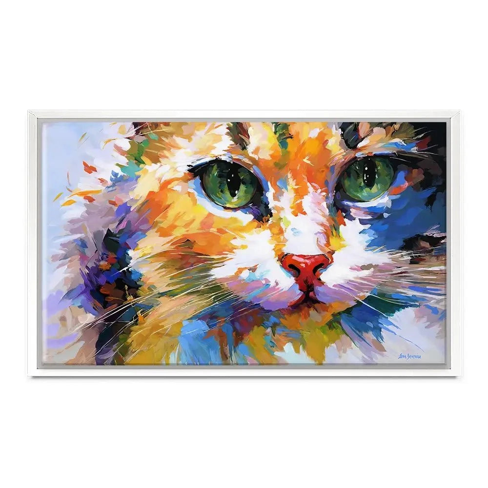 Colourful Cats Gaze Canvas Print Colourful Cats Gaze Canvas Print wall art product Leon Devenice