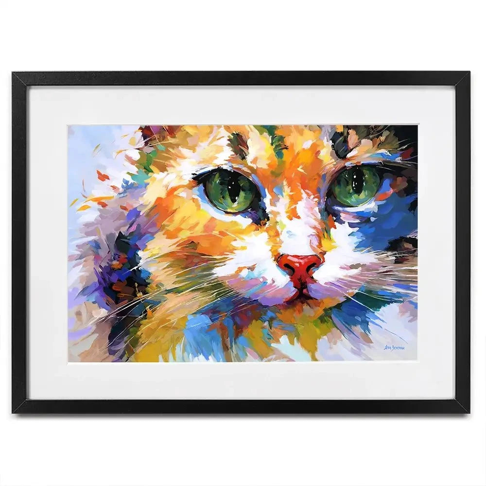 Colourful Cats Gaze Framed Art Print Colourful Cats Gaze Framed Art Print wall art product Leon Devenice