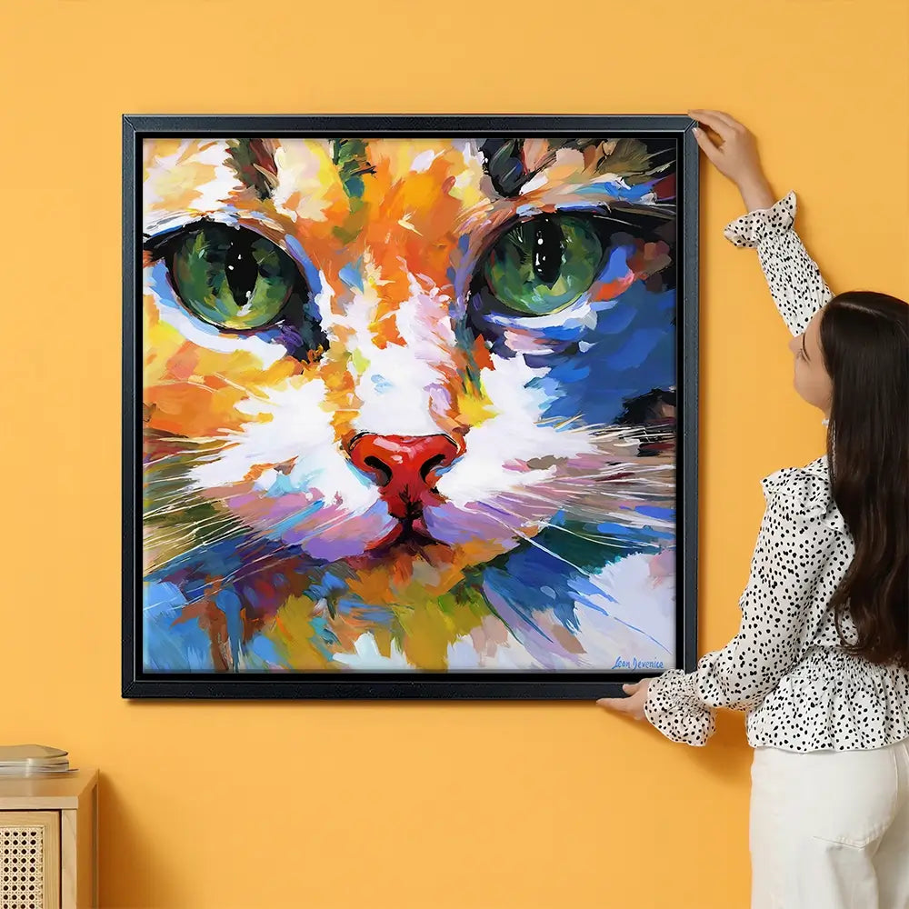 Colourful Cats Gaze Oversized Canvas Print Colourful Cats Gaze Oversized Canvas Print wall art product Leon Devenice