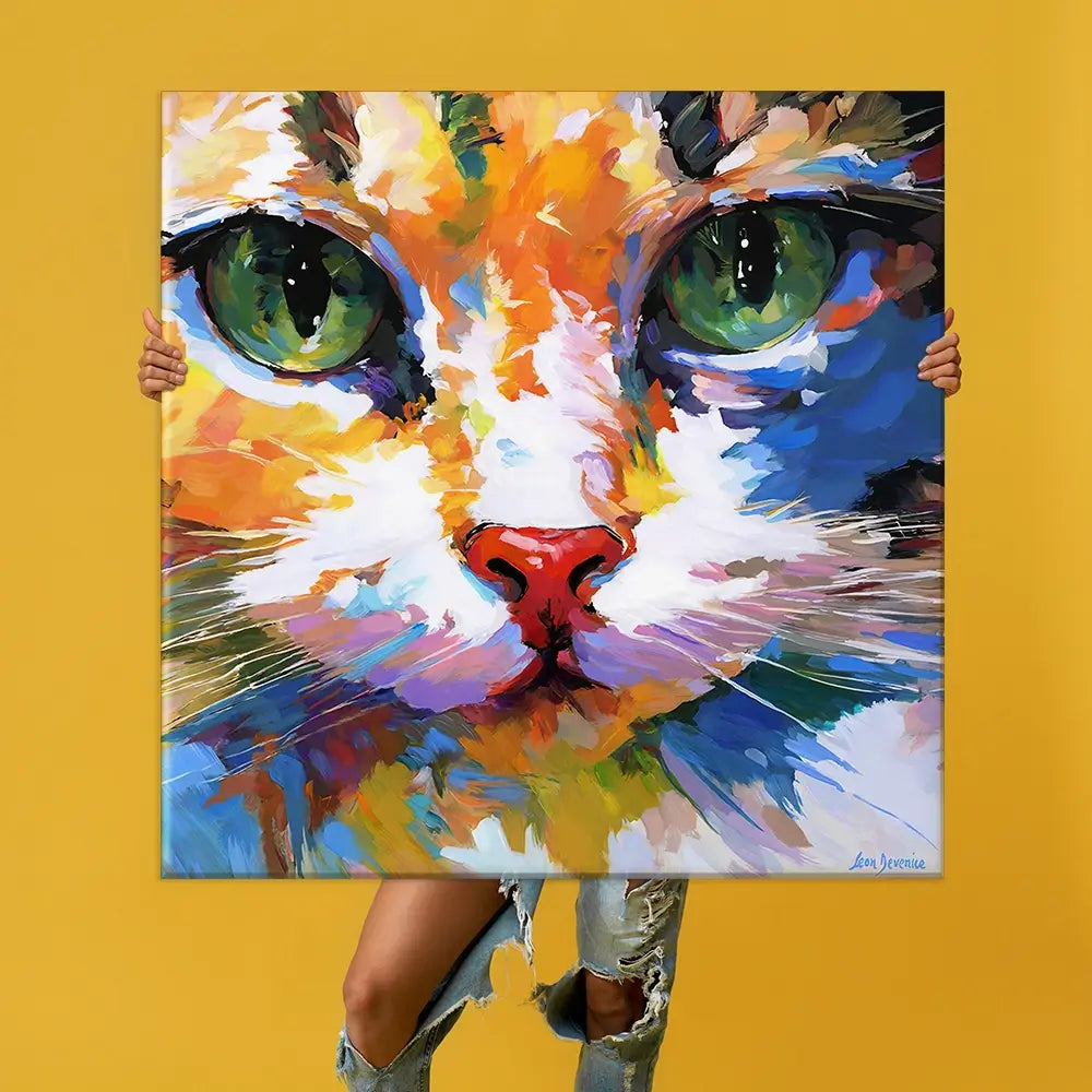 Colourful Cats Gaze Oversized Canvas Print Colourful Cats Gaze Oversized Canvas Print wall art product Leon Devenice