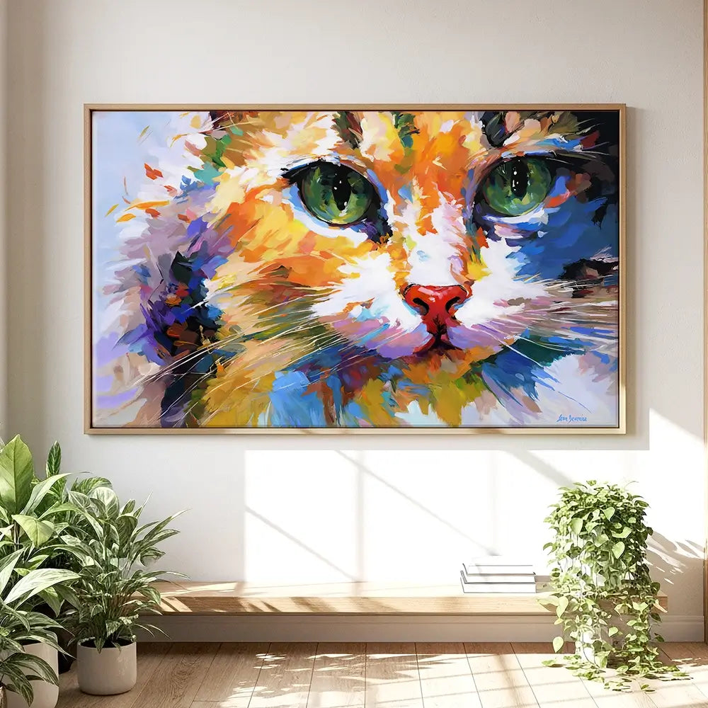 Colourful Cats Gaze Oversized Canvas Print Colourful Cats Gaze Oversized Canvas Print wall art product Leon Devenice