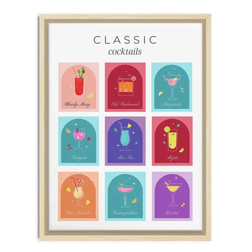 Colourful Classic Cocktails Canvas Print Colourful Classic Cocktails Canvas Print wall art product Art Print Shop