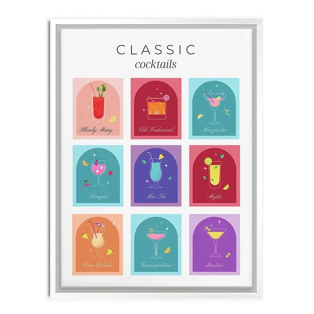 Colourful Classic Cocktails Canvas Print Colourful Classic Cocktails Canvas Print wall art product Art Print Shop