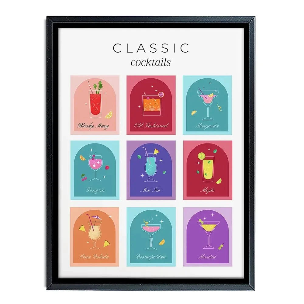 Colourful Classic Cocktails Canvas Print Colourful Classic Cocktails Canvas Print wall art product Art Print Shop