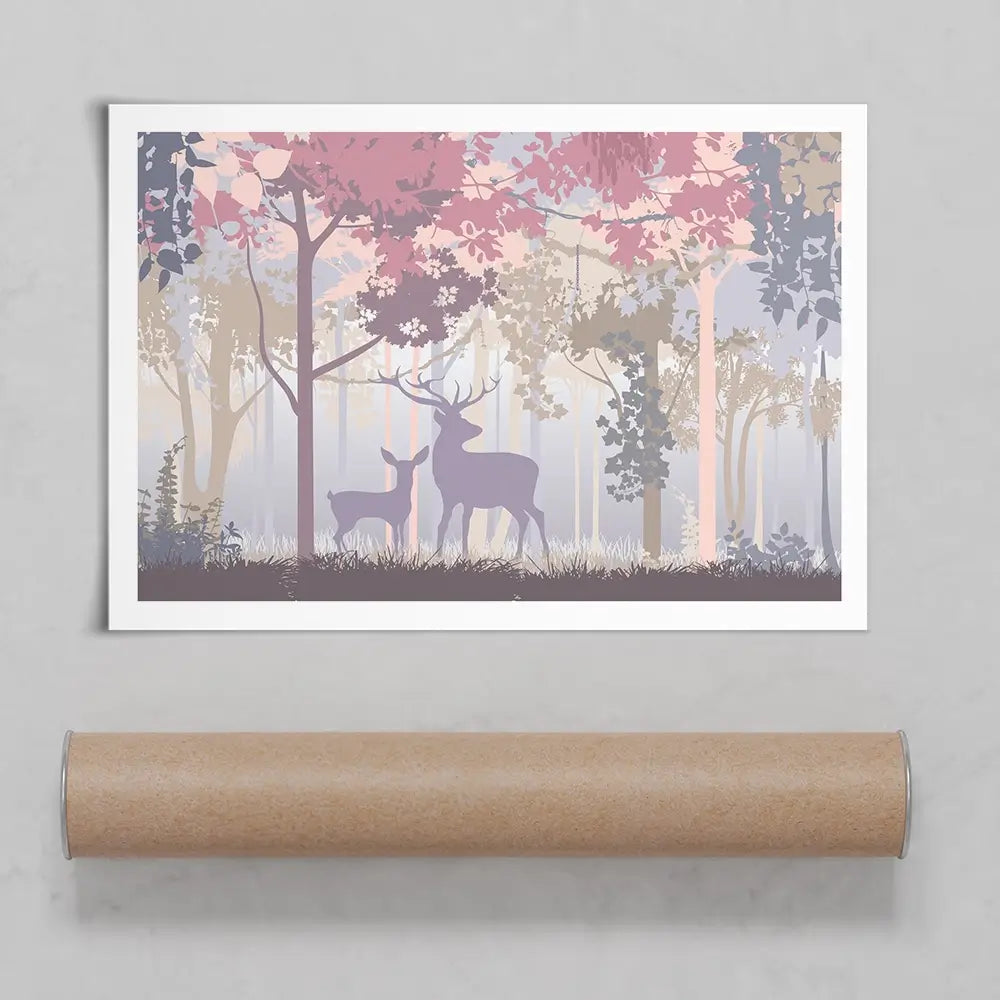 Colourful Deer In The Woods Art Print Colourful Deer In The Woods Art Print wall art product Art Print Shop