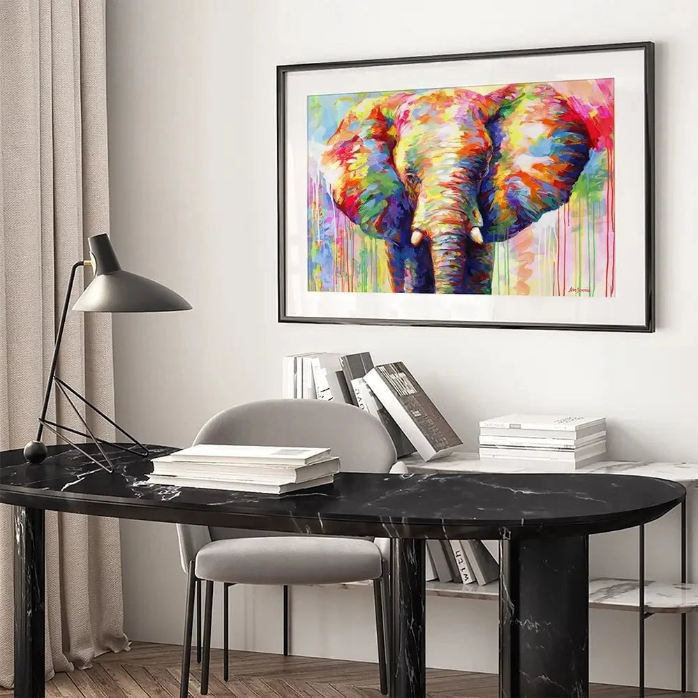 Colourful Elephant Framed Art Print Colourful Elephant Framed Art Print wall art product Leon Devenice