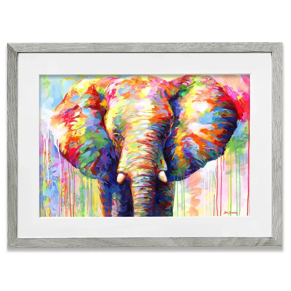 Colourful Elephant Framed Art Print Colourful Elephant Framed Art Print wall art product Leon Devenice