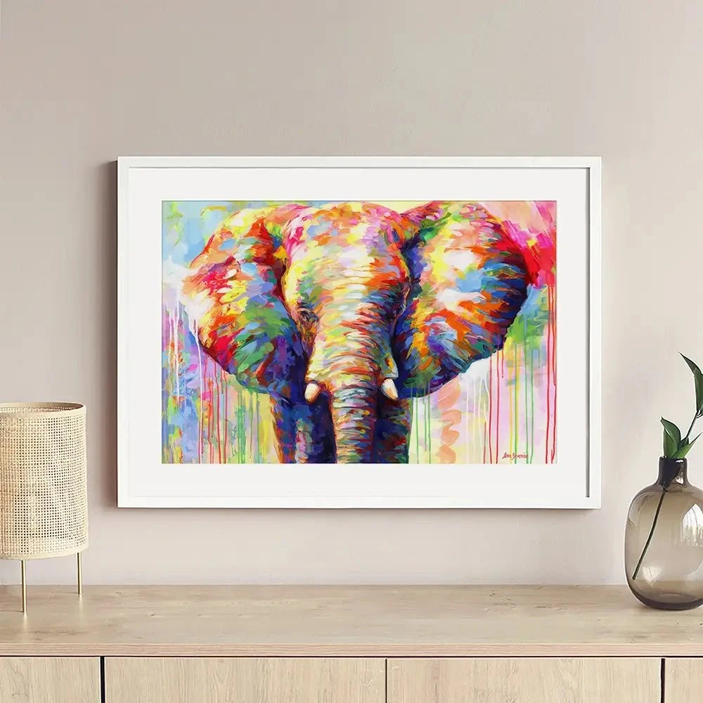 Colourful Elephant Framed Art Print Colourful Elephant Framed Art Print wall art product Leon Devenice