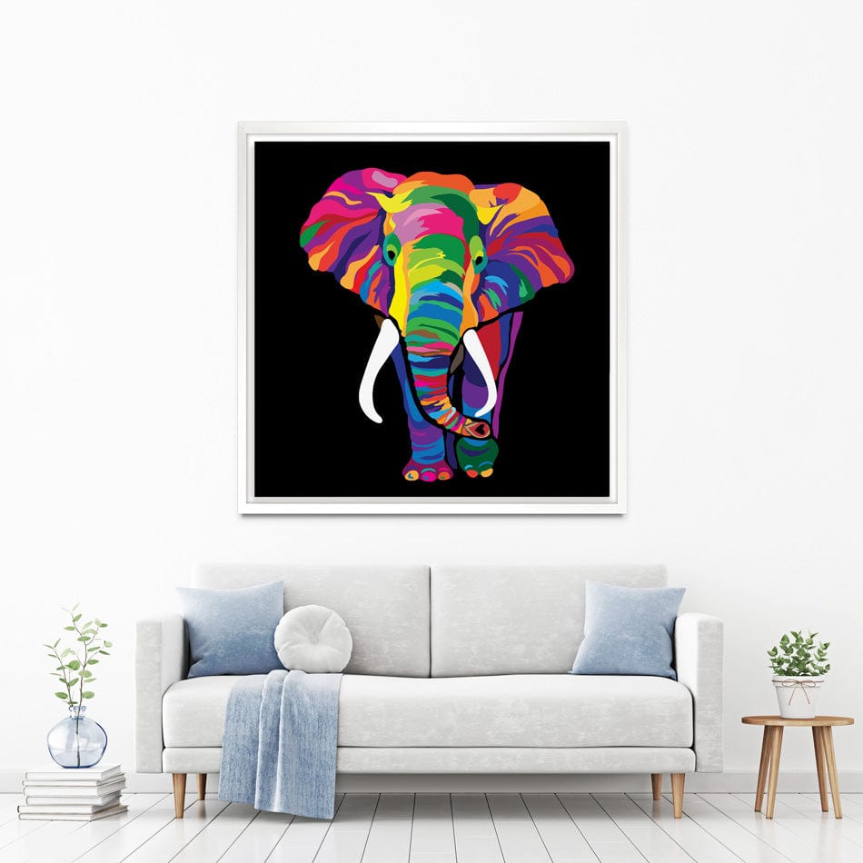 Colourful Elephant Square Canvas Print wall art product Denel / Shutterstock