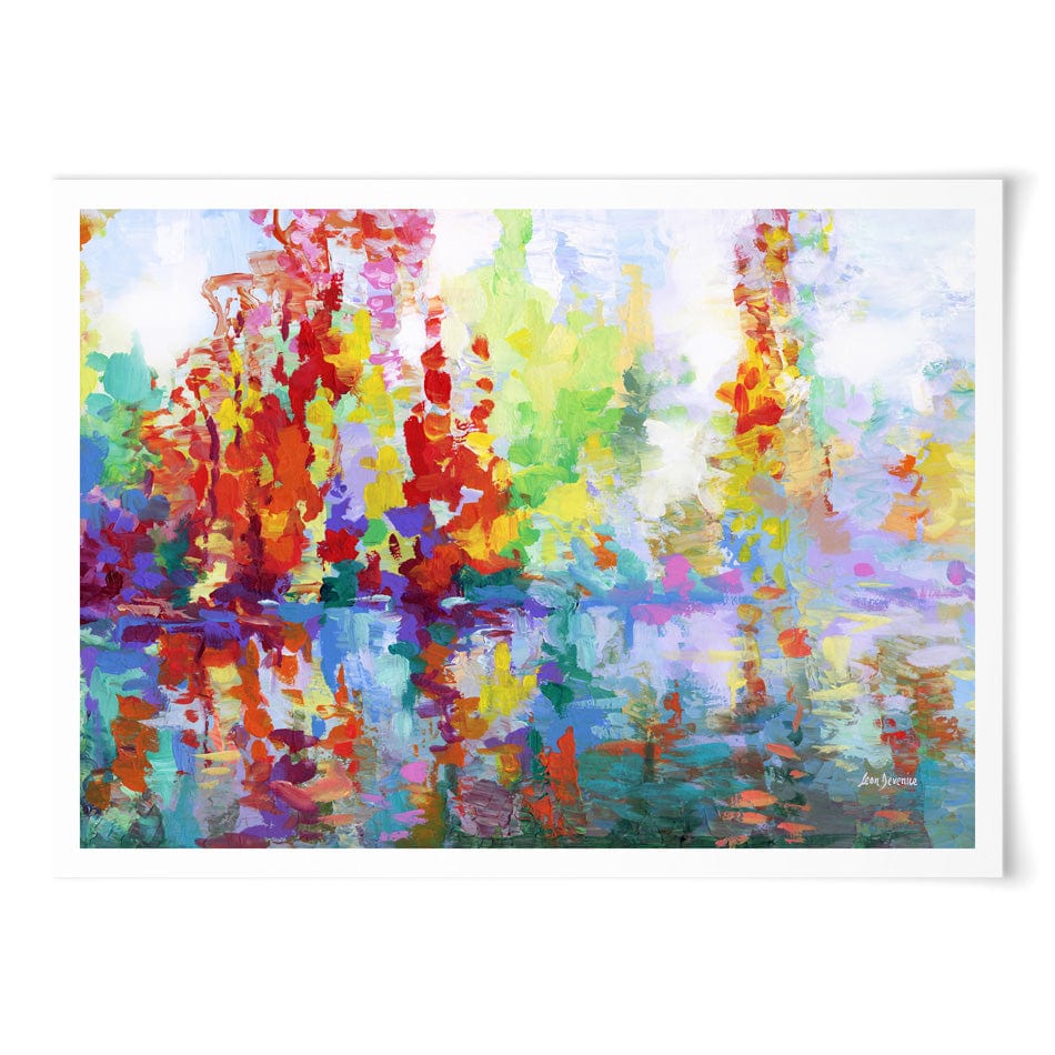 Colourful Forest By The Lake Art Print wall art product Leon Devenice