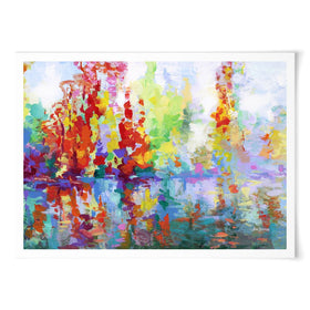 Colourful Forest By The Lake Art Print wall art product Leon Devenice
