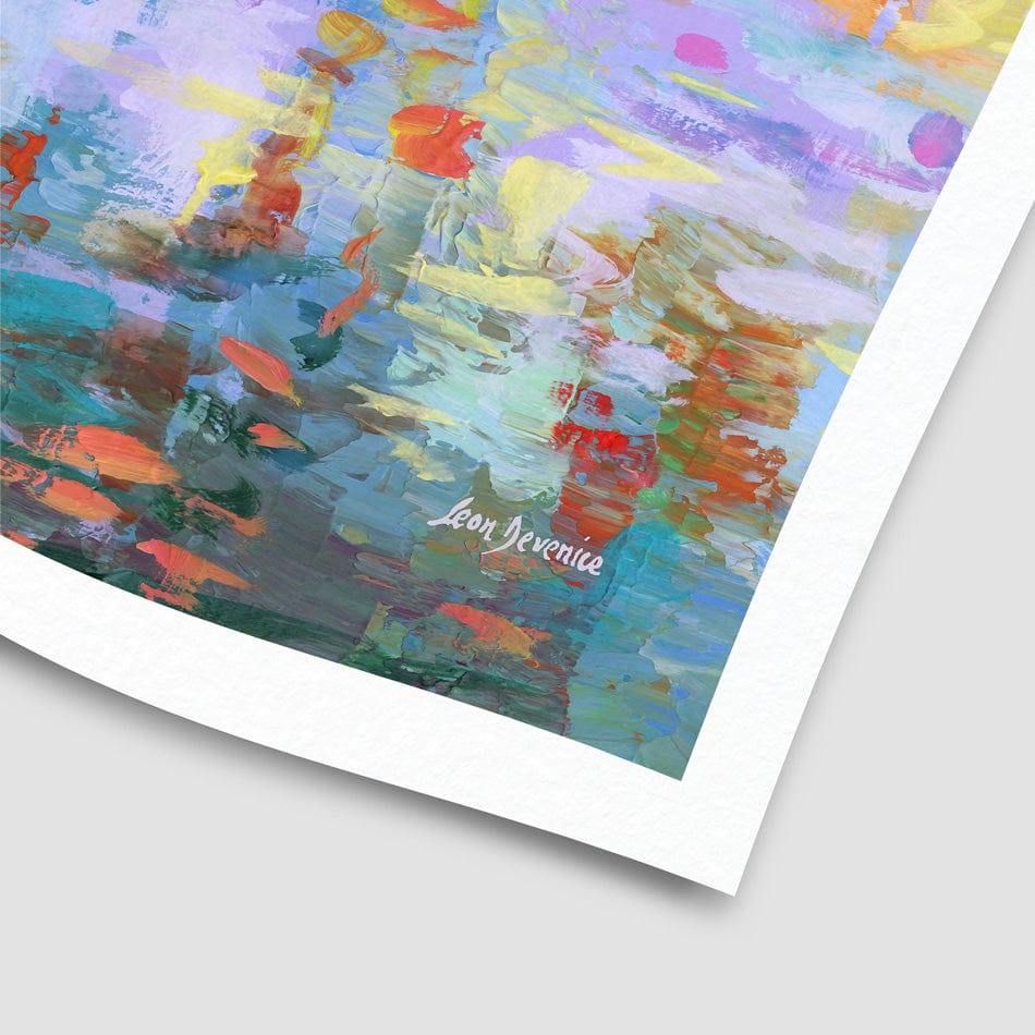 Colourful Forest By The Lake Art Print wall art product Leon Devenice