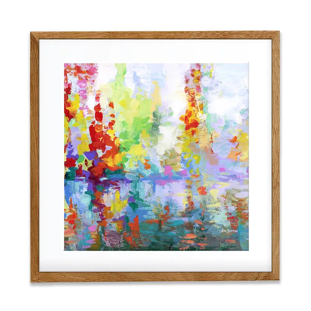 Colourful Forest By The Lake Square Framed Art Print Colourful Forest By The Lake Square Framed Art Print wall art product Leon Devenice