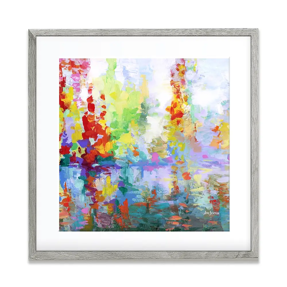 Colourful Forest By The Lake Square Framed Art Print Colourful Forest By The Lake Square Framed Art Print wall art product Leon Devenice