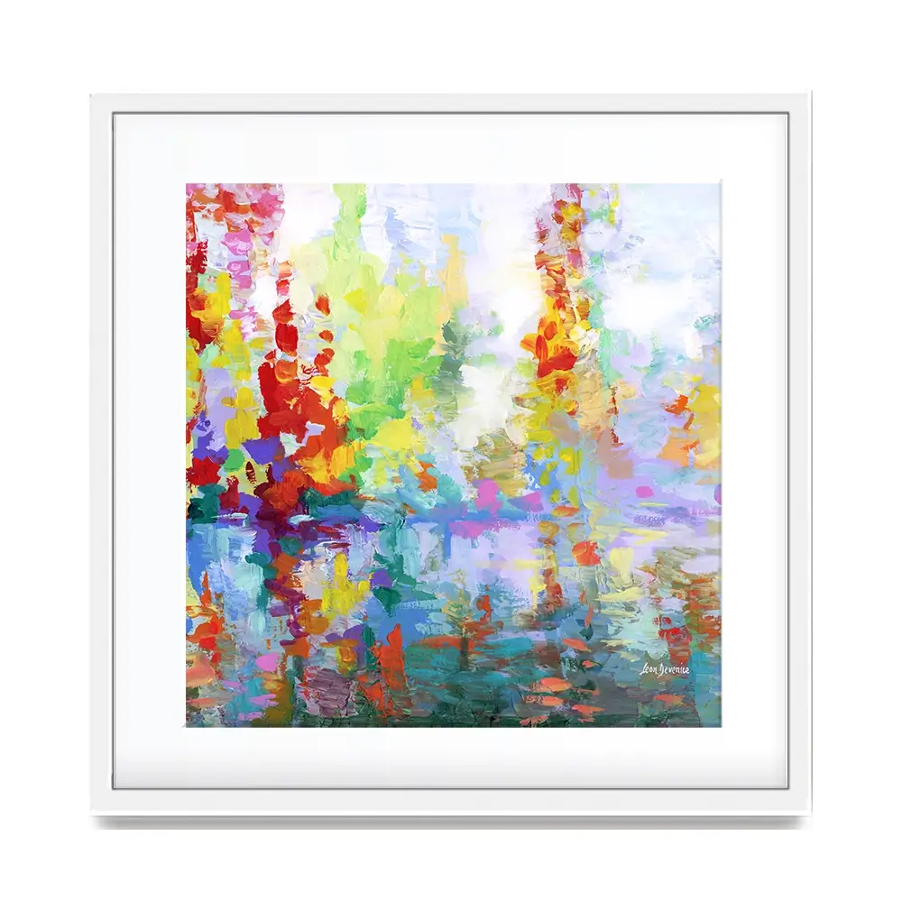 Colourful Forest By The Lake Square Framed Art Print Colourful Forest By The Lake Square Framed Art Print wall art product Leon Devenice