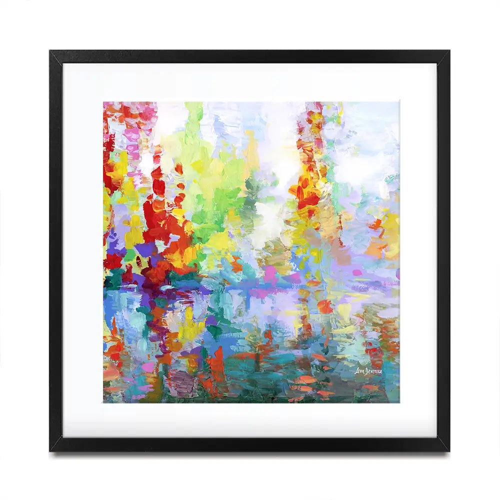 Colourful Forest By The Lake Square Framed Art Print Colourful Forest By The Lake Square Framed Art Print wall art product Leon Devenice
