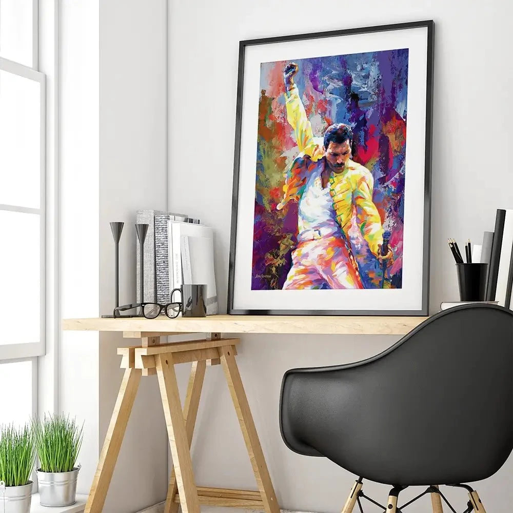 Colourful Freddie Mercury Framed Art Print Colourful Freddie Mercury Framed Art Print wall art product Leon Devenice