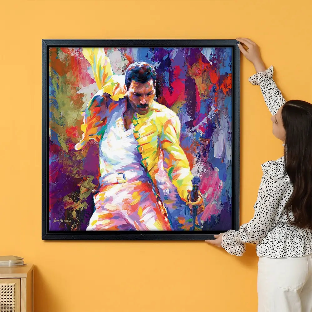 Colourful Freddie Mercury Oversized Canvas Print Colourful Freddie Mercury Oversized Canvas Print wall art product Leon Devenice