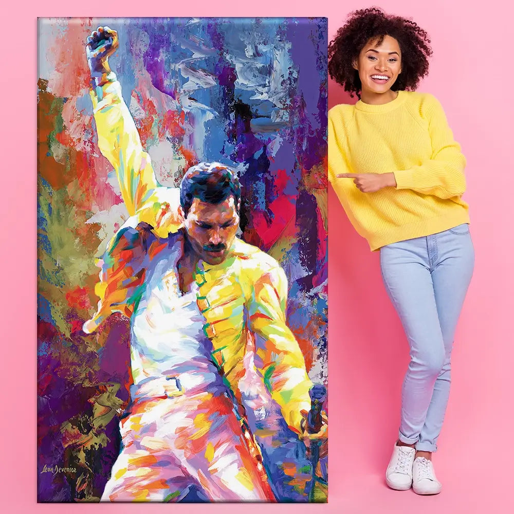 Colourful Freddie Mercury Oversized Canvas Print Colourful Freddie Mercury Oversized Canvas Print wall art product Leon Devenice