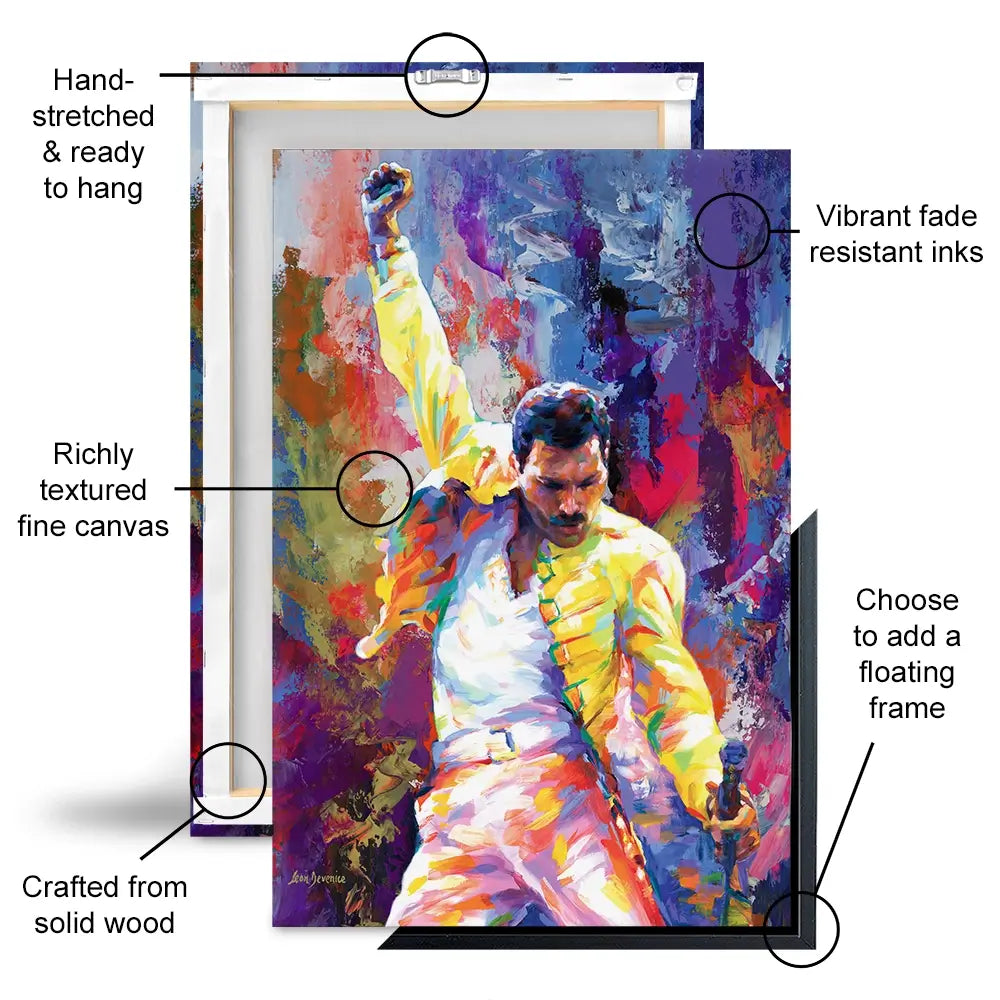 Colourful Freddie Mercury Oversized Canvas Print Colourful Freddie Mercury Oversized Canvas Print wall art product Leon Devenice