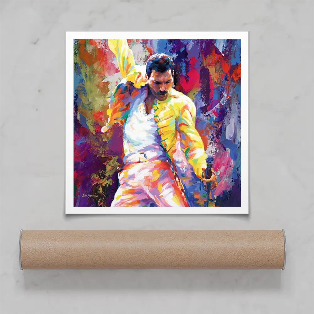Colourful Freddie Mercury Square Art Print Colourful Freddie Mercury Square Art Print wall art product Leon Devenice