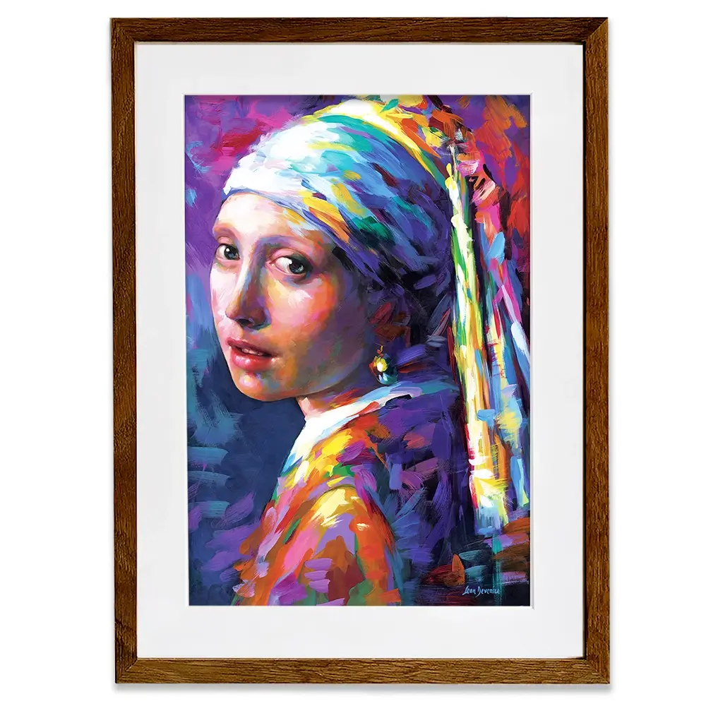 Colourful GIrl With A Pearl Earring Framed Art Print Colourful GIrl With A Pearl Earring Framed Art Print wall art product Leon Devenice