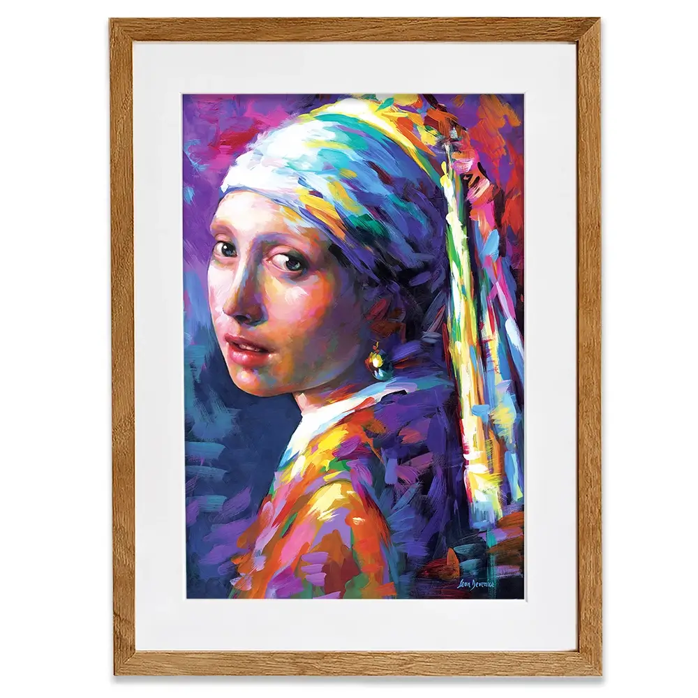 Colourful GIrl With A Pearl Earring Framed Art Print Colourful GIrl With A Pearl Earring Framed Art Print wall art product Leon Devenice