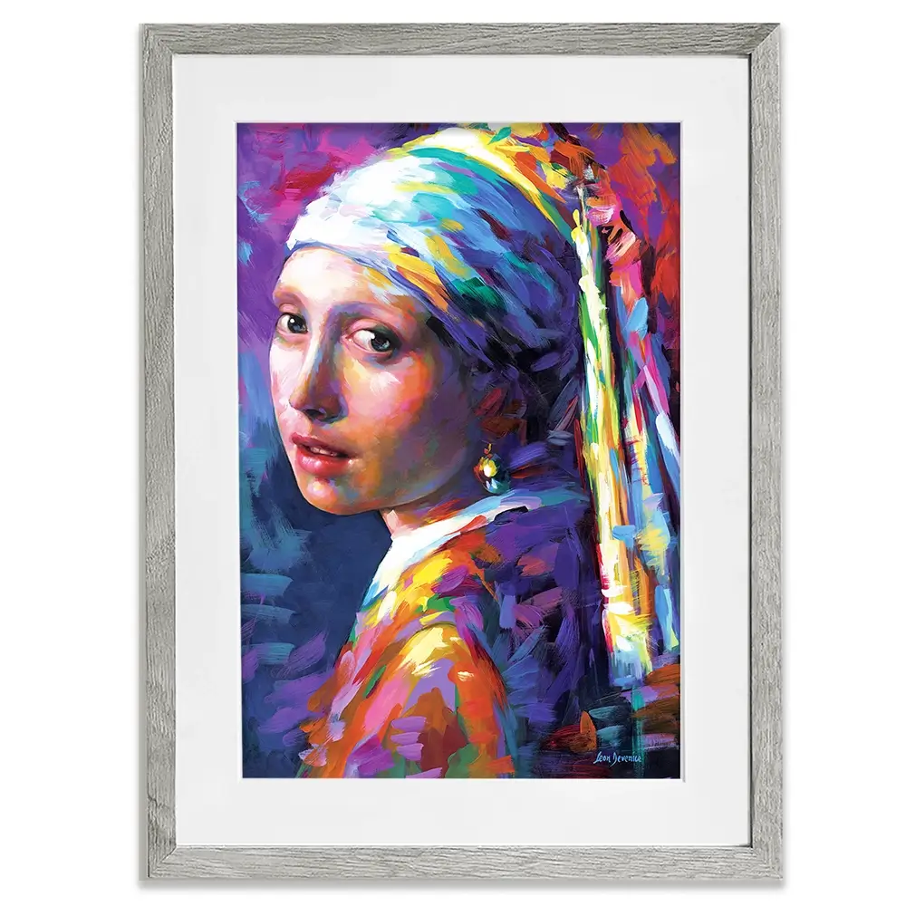 Colourful GIrl With A Pearl Earring Framed Art Print Colourful GIrl With A Pearl Earring Framed Art Print wall art product Leon Devenice