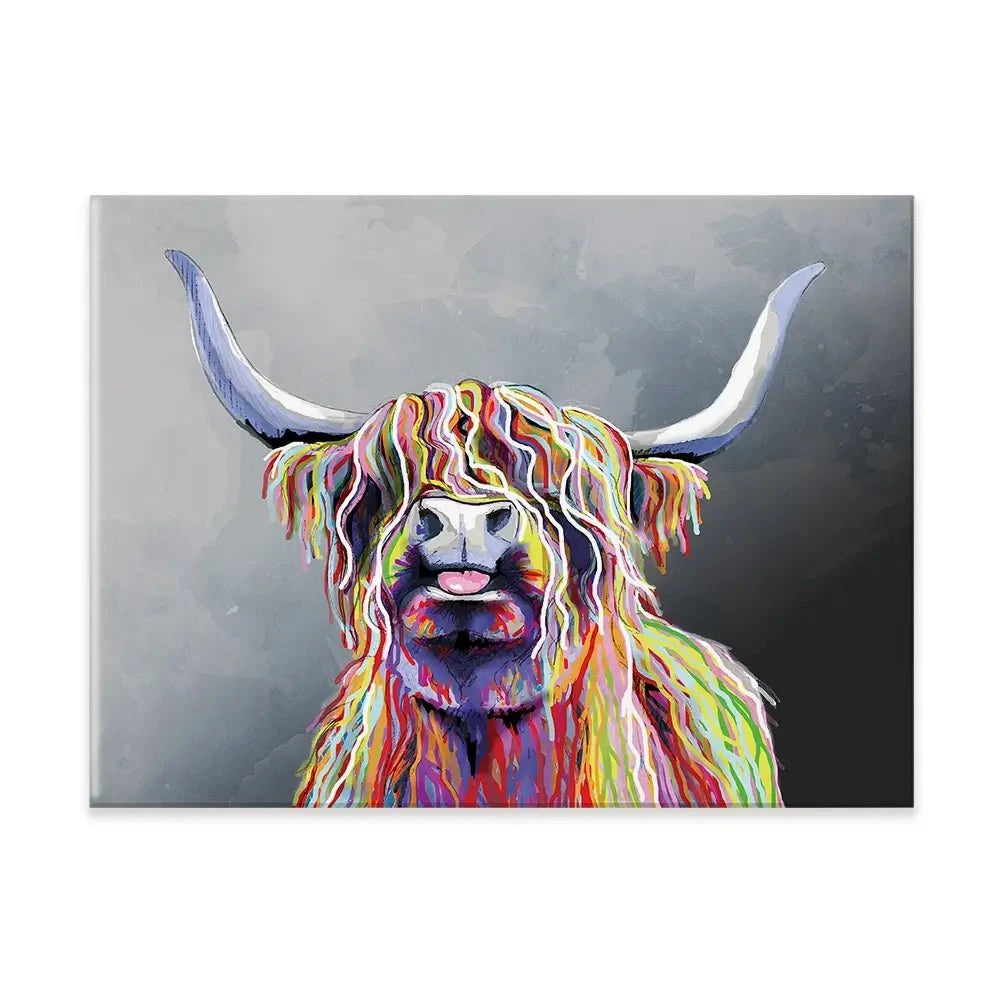 Colourful Highland Coo Canvas Print Colourful Highland Coo Canvas Print wall art product Independent