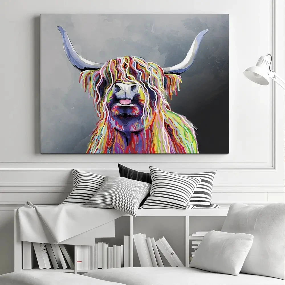 Colourful Highland Coo Canvas Print Colourful Highland Coo Canvas Print wall art product Independent