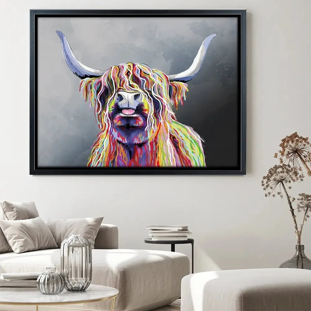Colourful Highland Coo Canvas Print Colourful Highland Coo Canvas Print wall art product Independent
