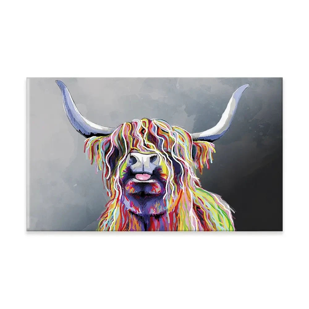 Colourful Highland Coo Canvas Print Colourful Highland Coo Canvas Print wall art product Independent