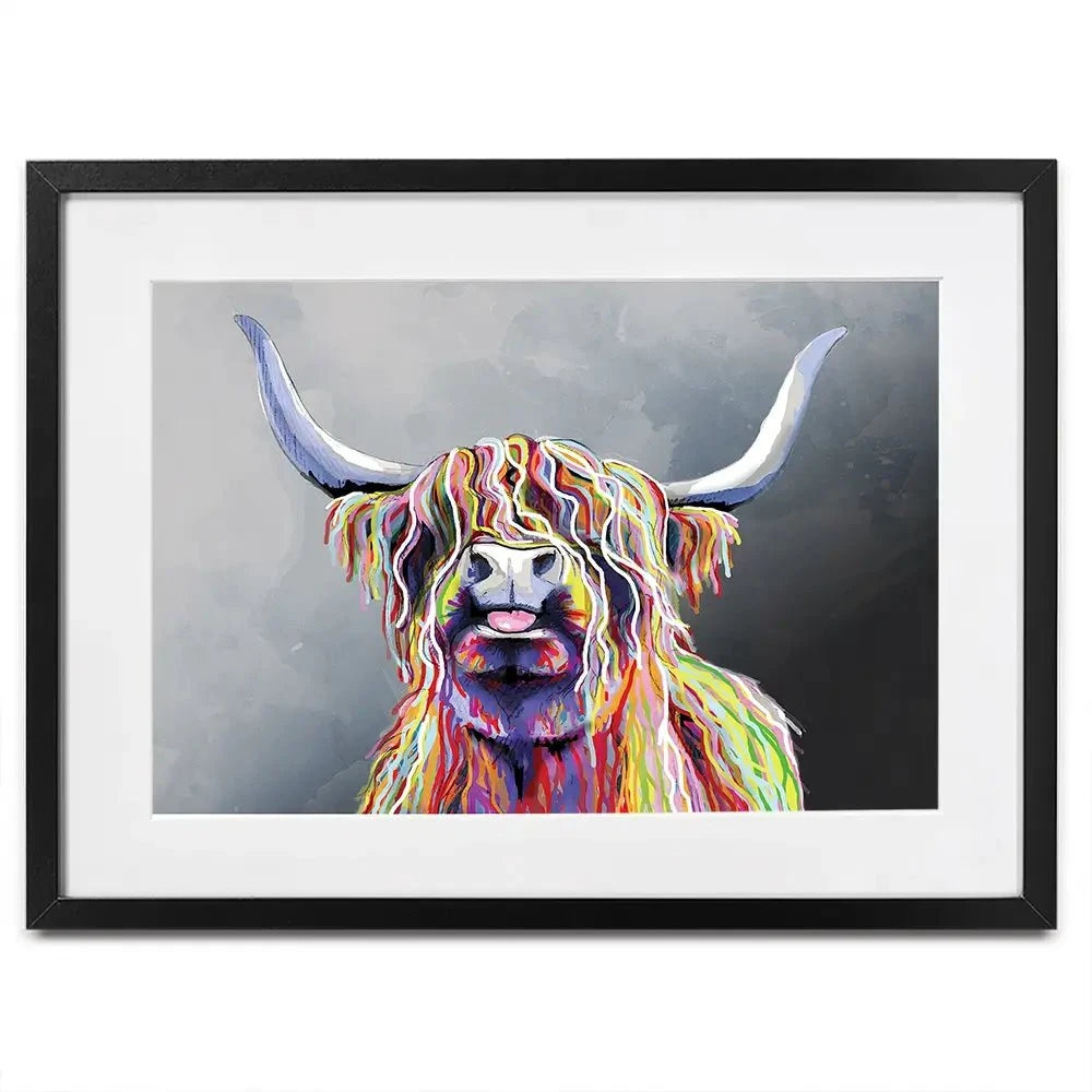 Colourful Highland Coo Framed Art Print Colourful Highland Coo Framed Art Print wall art product Independent