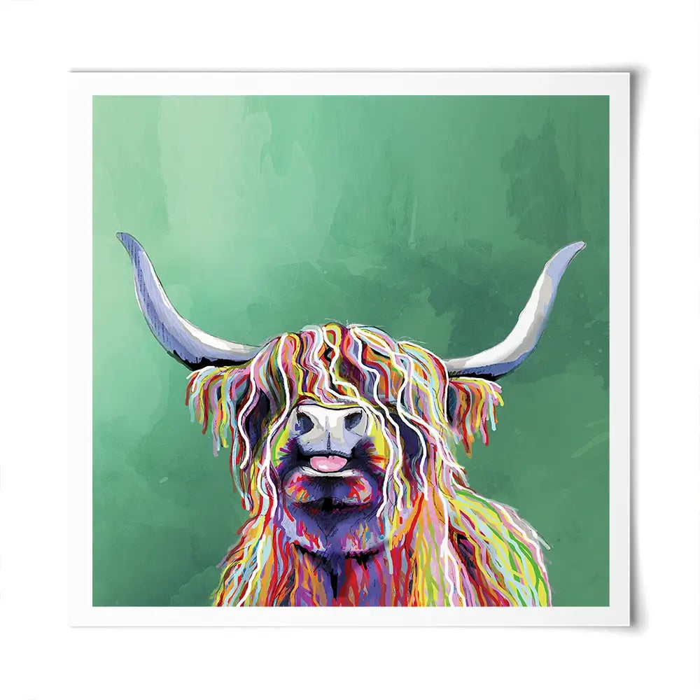 Colourful Highland Cow Square Art Print Colourful Highland Cow Square Art Print wall art product Art Print Shop