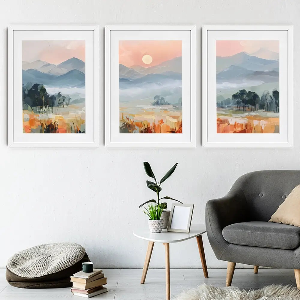 Colourful Land Framed Art Print Trio Colourful Land Framed Art Print Trio wall art product IAmHomeStudio