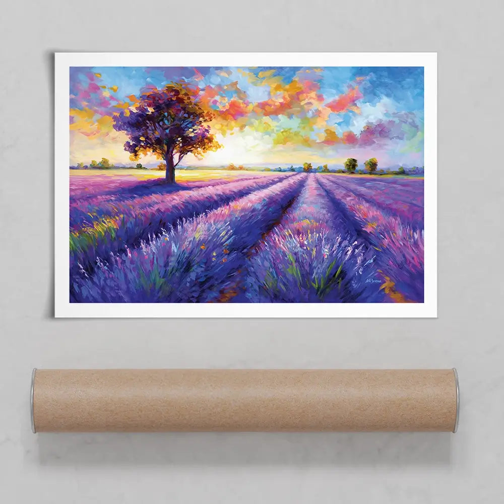 Colourful Lavender Field Art Print Colourful Lavender Field Art Print wall art product Leon Devenice