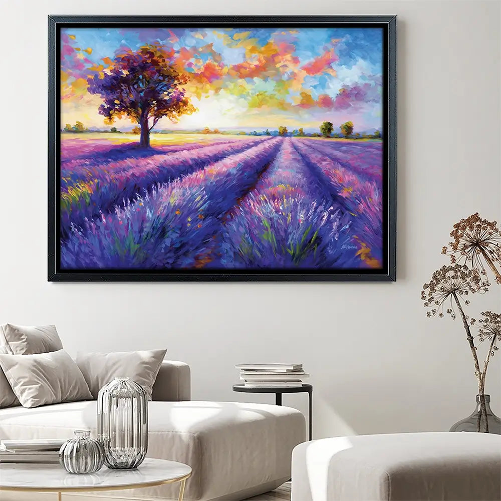 Colourful Lavender Field Canvas Print Colourful Lavender Field Canvas Print wall art product Leon Devenice