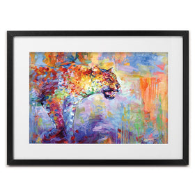 Colourful Leopard Framed Art Print wall art product Leon Devenice