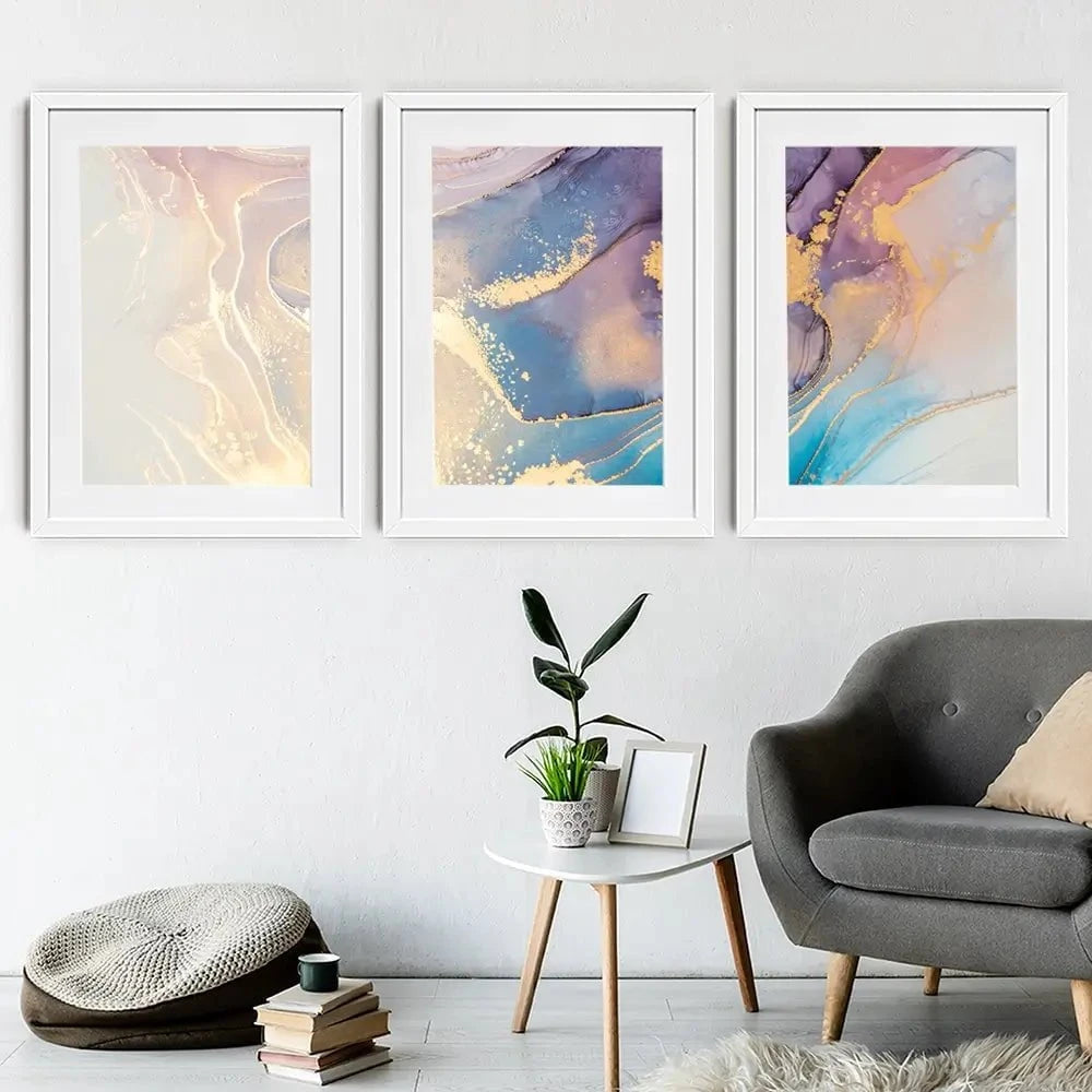 Colourful Marble Framed Art Print Trio Colourful Marble Framed Art Print Trio wall art product coldsun777 / Shutterstock