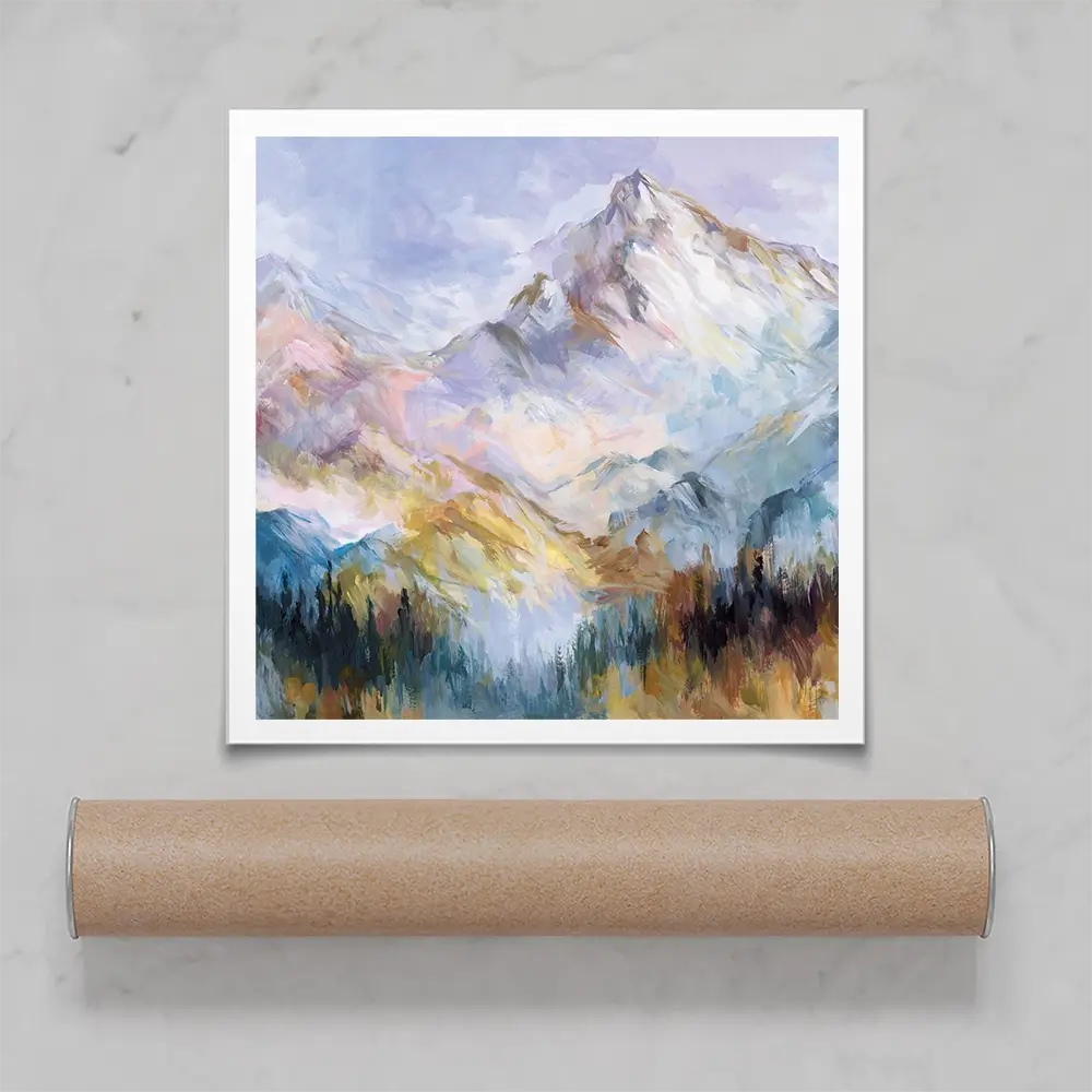 Colourful Mountain Impressions Square Art Print Colourful Mountain Impressions Square Art Print wall art product Leon Devenice