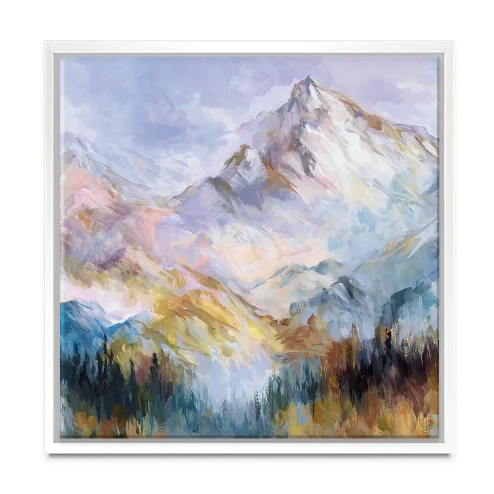 Colourful Mountain Impressions Square Canvas Print Colourful Mountain Impressions Square Canvas Print wall art product Leon Devenice