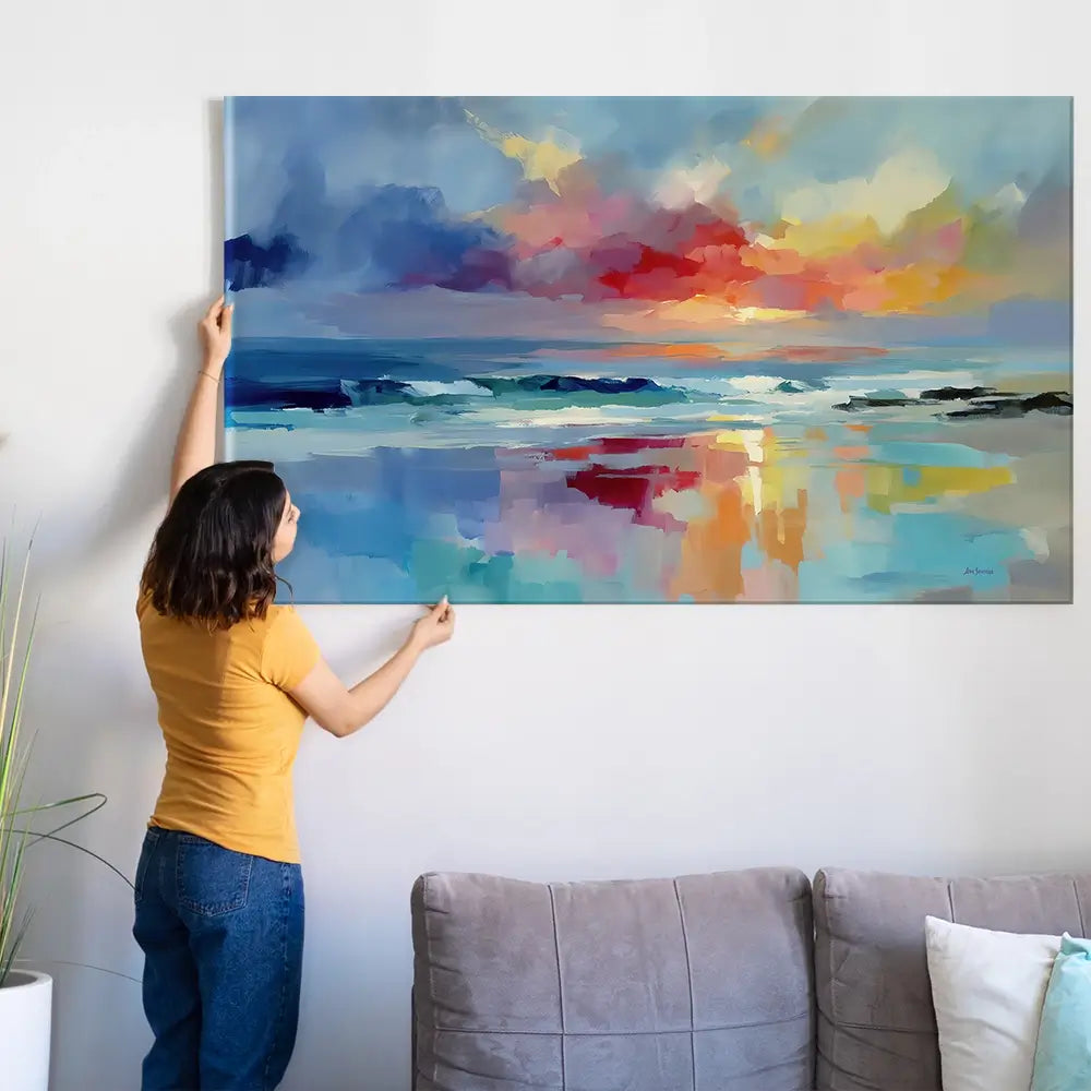 Colourful Ocean Shore Oversized Canvas Print Colourful Ocean Shore Oversized Canvas Print wall art product Leon Devenice